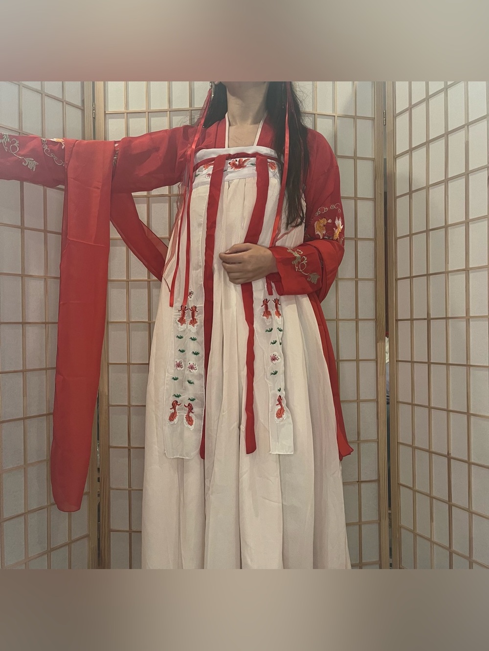 Goldfish embroidery qixiong hanyuansu 3 piece set